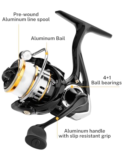 Gonex Ice Fishing Rod Reel Combo Medium Light Carbon Fiber Fiberglass Portable Complete Kit Include Skimmer Spare Rod Spin...
