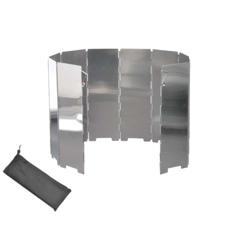 Camp Stove Windscreen with Bag, 10 Plates Ultralight Foldable Alcohol/Tent Stove Aluminum Alloy Wind Screen for Camping