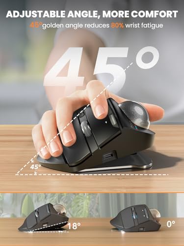 SABLUTE Wireless Trackball Mouse, Ergonomic Bluetooth Rechargeable Computer Mouse, Backlit Rollerball Thumb Laptop mice wi...