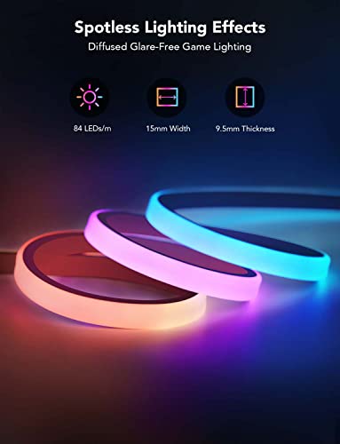 Govee RGBIC Gaming Lights, 10ft Neon Rope Lights Soft Lighting for Gaming Desks, LED Strip Lights Syncing with Razer Chrom...