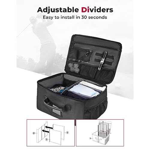 KEMIMOTO Golf Trunk Organizer Collapsible 1680D Waterproof for Car, SUV, Large Storage Space to Store Golf Accessories, Great Gift for Golfers, Black