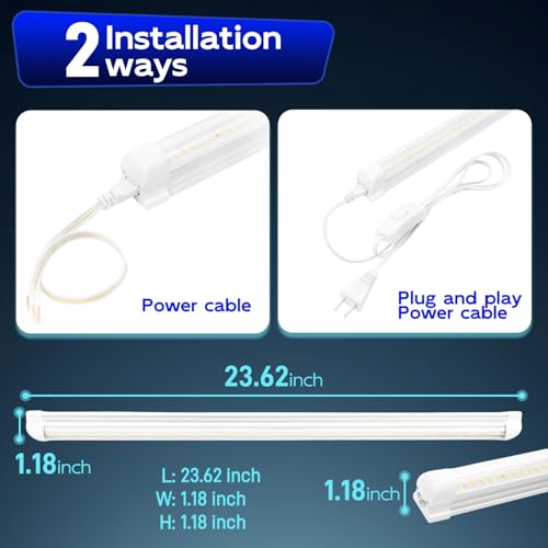 hykolity 30W 2FT LED Shop Light, 3500lm 6500K Super Bright White, Linkable Ceiling Light Fixture, V Shape Integrated T8 LE...