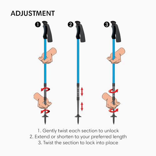 Fizan Compact 3 Trekking Poles – 5.6 oz Ultralight, Backpacking, Thru Hiking Poles, Adjustable, Collapsible, Customized Fi...