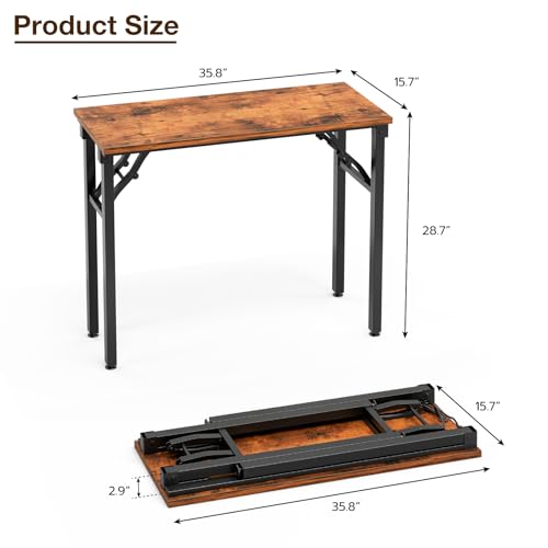 TEMI Small Computer Desk Folding Table - 35.8" Foldable Office Desk, No Assembly, Perfect for Small Spaces in Bedroom, Dor...