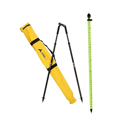 AdirPro 3-Position Snap-Lock Rover Rod (Green), & AdirPro Prism Pole Bipod – Carbon Fiber Bundle