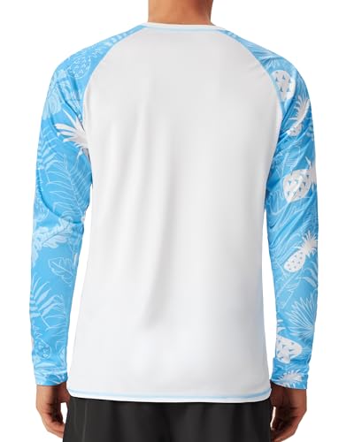 FISHEAL UPF 50+ Mens Swim Shirts, Long Sleeve Sun Protection Shirt, Quick Dry UV SPF Rash Guard for Beach Water Fishing