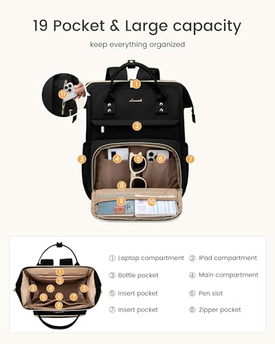 LOVEVOOK Laptop Backpack for Women with Giant Tumbler Holder Pocket,15.6 inch Waterproof Travel Backpack Purse Computer La...