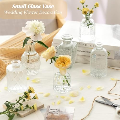 Anquephd Glass Bud Vase Set of 32PCS Wedding Centerpieces for Tables,Mini Clear Bud Vases for Flowers,Small Flower Vases S...