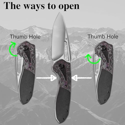 KANSEPT Thoth Camping Pocket Knives for Men 8.05in Folding Knives with 3.43in Satin CPM 20CV Material and Blackwash Titani...