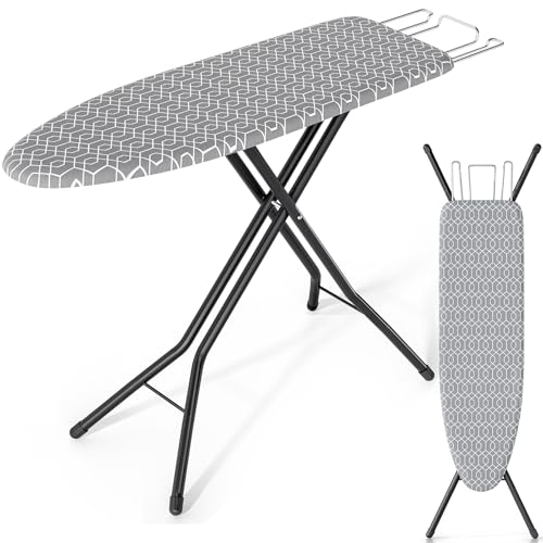 KINGBOARD Foldable Ironing Board Full Size, Iron and Ironing Board Set Standard Size, Iron Boards with Ironrest & Adjustab...