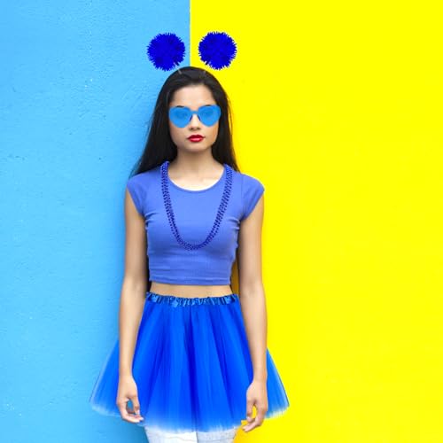 Tutu for Women Tutu Accessories Set Pom Pom Headband Tulle Tutu Skirt Heart Sunglasses Bead Necklaces