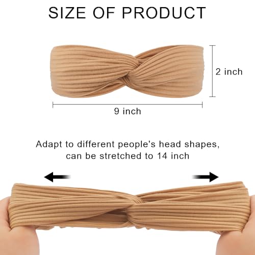 AHONEY 8 Pack Head Bands for Women's Hair Twist Headband Stretchy Workout Elastic Turban Headbands for Wigs Hair Bands Hai...