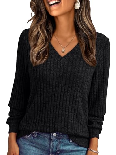 AUTOMET Womens V Neck Long Sleeve Shirt Fall Fashion Tops Tunic Dressy Casual Sweater Clothes Cute Trendy Work Outfits 2026
