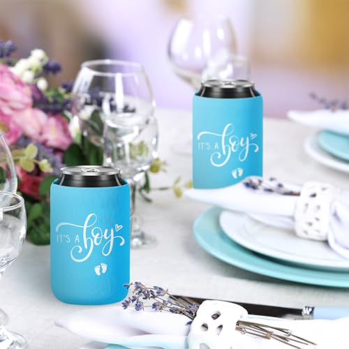 Mifoci 50 Pcs Baby Shower Decorations It's a boy blue Party Can Cooler Beer Sleeves for Gender Reveal Party Favors Baby Ca...