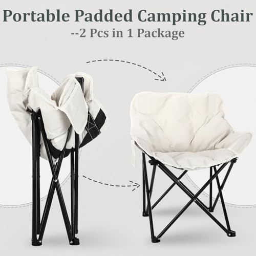 Redbaker 1 Pack Padded Camping Chair Oversized Portable Fishing Lawn Chair Light Weight Camp Outdoor with Padded Seats and...