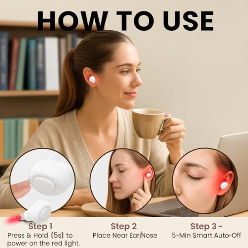 Red Light Device for Ears and Nose – 650nm LED Ear Wellness & Daily Comfort, Hands-Free Design, Lightweight & Portable for...