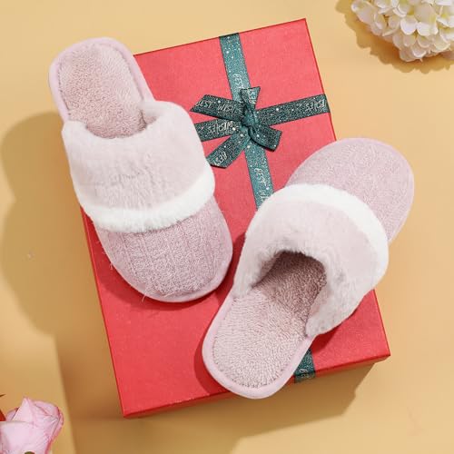 GOEWY Cozy Slippers for Women Indoor and Outdoor Fuzzy House Shoes with Memory Foam Anti-Skid Sole Gifts for Women Mom Ladies
