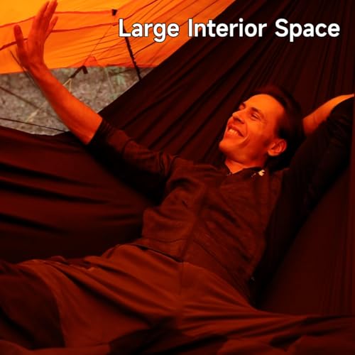 Camping Hammock Tent with Net and Rain Fly with Hammock Sleeping Pad, Ultralight Portable Double-Layer Hammock with Ridge ...