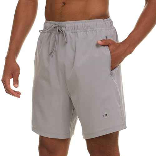 Champion Mens Swim Trunks with Compression Liner, 2 in 1 Mens Bathing Suit Shorts, 7 Inch Inseam Board Shorts for Swimming