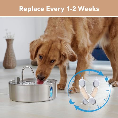 Smartoo Official 3 Packs Dog Water Filter Replacement and 3 Sponges for 7L/236oz/1.8Gal Stainless Steel Dog Water Fountain