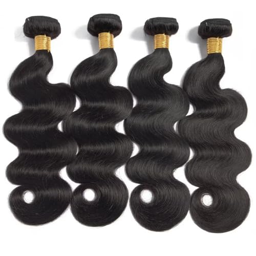 16A Human Hair Bundles 12 14 16 18 Inch Body Wave Bundles Human Hair 400g Brazilian Virgin Body Wave 4 Pieces Deals Brazilian Quick Weave Extensions Wet and Wavy Extensions Natural Black