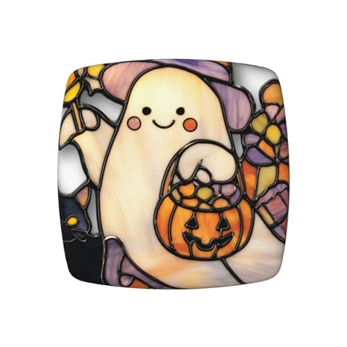Cute Ghost Pumpkin-Shaped Candy Bucket Chair Seat Covers for Dining Room Stretch Chair Seat Covers Set of 2, Chair Seat Protector Cushion Slipcovers for Kitchen Restaurant Office