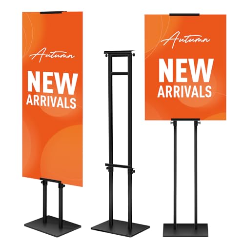 RKERSEIK Heavy Duty Adjustable poster Stand - 78" Double-Sided Banner Display with Metal Base, Double-Pole Pedestal floor ...