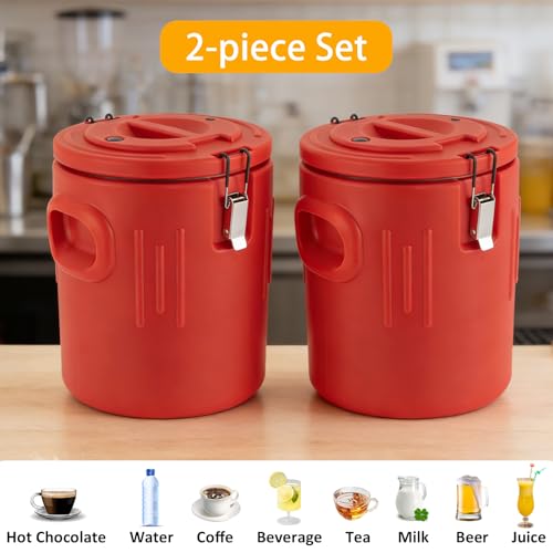 AGULIUM 2Pcs Insulated Beverage Dispenser 3.56 Gallon, Cold and Hot Drink Dispenser with Stainless Steel Interior, Hot Wat...
