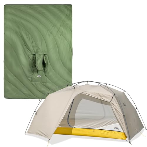 iClimb 1 Ultralight 3 Season Tent and 1 Hooded 3M Thinsulate Insulation Warm Blanket, Ultralight Compact for Adults Outdoo...