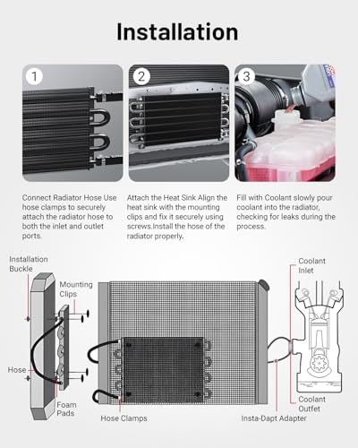 EVIL ENERGY 5/16" Transmission Oil Cooler, 6 Pass Tube and Fin Cooler Kit Universal Aluminium Black…