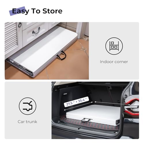 Byliable Folding Table 6ft Portable Heavy Duty Plastic Fold-in-Half Utility Foldable Table Plastic Dining Indoor Outdoor f...