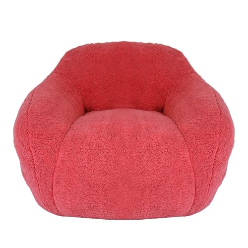 Bean Bag Chair Memory Foam Bean Bag Chairs for Adults Lazy Floor Sofa Bean Bag Couch with Armrests for Living Room Bedroom Adult Bean Bag Chair (Rose Red)