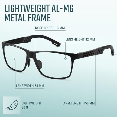 Carbon Blue Light Blocking Glasses Men for Computer, Gaming, Metal Frame Green Light Protection Night Driving Glasses for Man