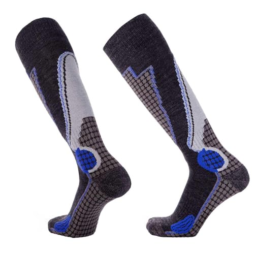 Pure Athlete High Performance Wool Ski Socks - Thermal Warm Merino Wool OTC Sock, Men Women