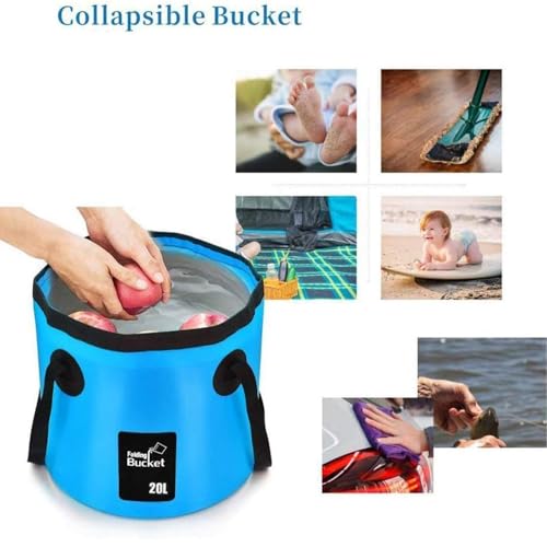 Collapsible Bucket 5 Gallon Container Folding Water Bucket Portable Wash Basin for Outdoor Travelling Camping Fishing Gard...