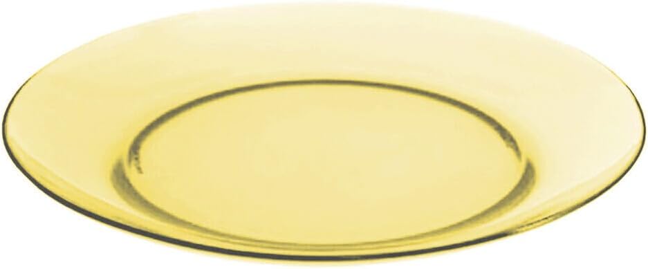 STP GOODS Glass Soup and Salad Bowl with Handles, Cobalt Transparent Glass Eating Plates, Circular Dinnerware for Salad, Bread, Dinner (Yellow Set of 4)