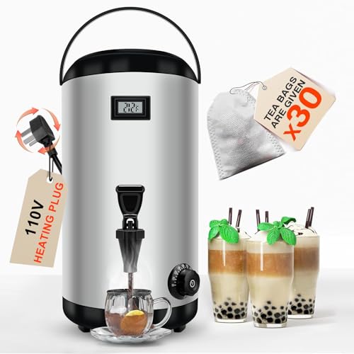 Nalison Insulated Beverage Dispenser-WITH HEATING,75 Cup Hot Drink Beverage for Catering-Stainless Steel Hot Beverage Disp...