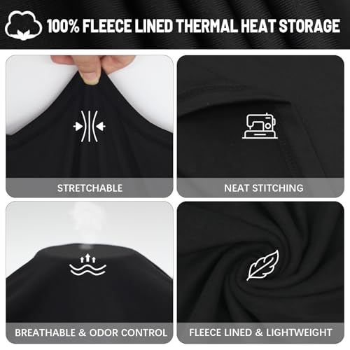 Men's Thermal Compression Shirt Fleece Lined Long Sleeve Thermal Shirts Athletic Base Layer Top Cold Weather Gear Black