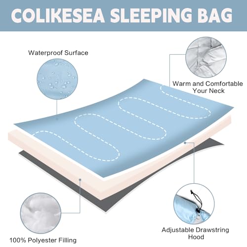 COLIKESEA Sleeping Bags for Adults, Teens & Kids - Use for 3-4 Seasons, Warm & Cold Weather - Lightweight,Waterproof, Use ...