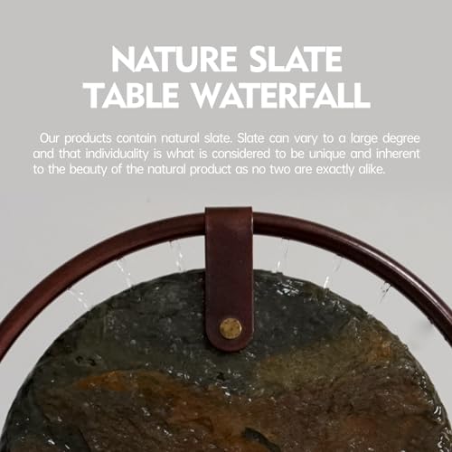Pamopamo Indoor Tabletop Waterfall Moon Fountain, Home Décor Soothing Rain Sound Meditation Relaxing Fountains, Nature Sla...