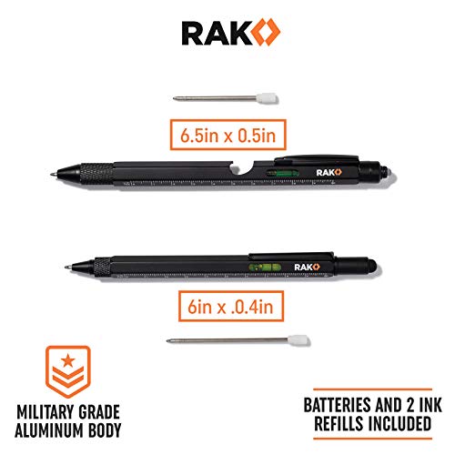 RAK Multitool Pen - Multi-Tool Pens, LED Light, Flathead, Phillips Screwdrivers, Level, Ruler, Bottle Opener, and Stylus. ...