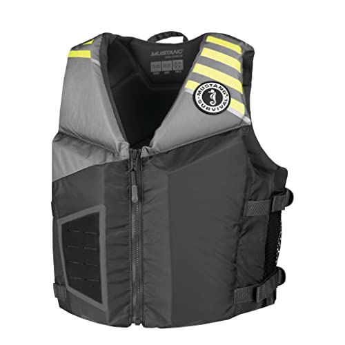 Mustang Survival - Rev Young Adult Foam Vest - Gray- Fluorescent Yellow Green, Young Adult (88 lb. - 110 lb.)