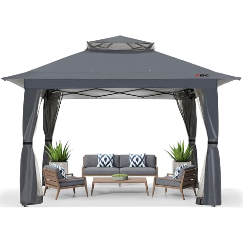 ABCCANOPY 13x13 Pop Up Gazebo, Outdoor Canopy Tent, Instant Screened Shelter with Mosquito Netting for Patio, Garden, Back...