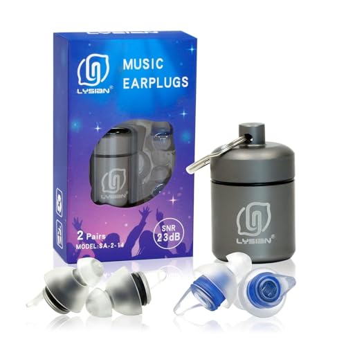 LYSIAN High Fidelity Concert Ear Plugs for Music- 2 Pairs Reusable Musicians Earplugs for Noise Cancelling, Concert Festiv...