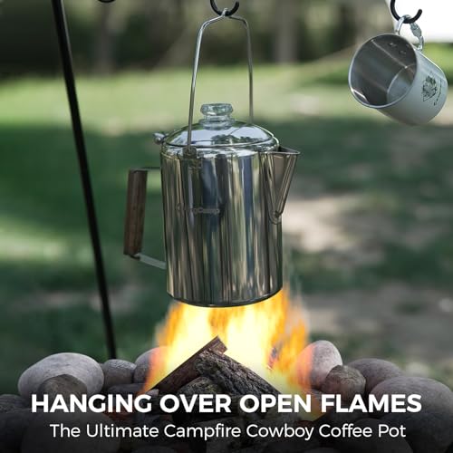 KingCamp Percolator Coffee Pot Campfire Coffee Boiler Kettle 304 Stainless Steel with Camping Stove, 3 Burners Propane Por...