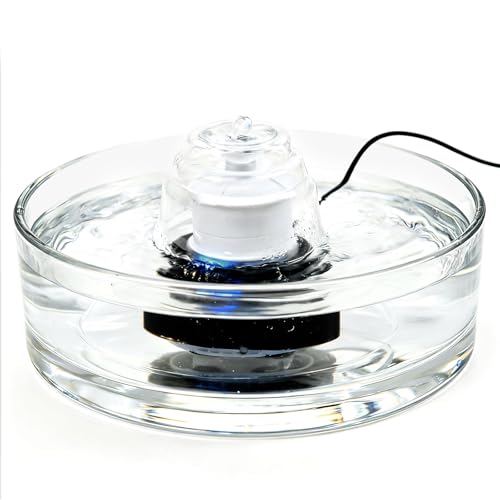 Glass Cat and Dog Water Fountain 90oz/2.7L, Automatic Pet Water Dispenser with Quiet Pump, Drinking Fountain for Cats and ...
