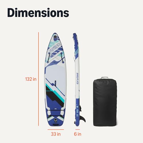Amazon Basics Stand Up Paddleboard with Complete Accessory Kit, 132 inches x 33 inches, Blue