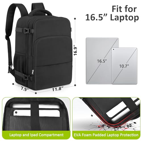 Snoffic Travel Backpack for Women Men,Travel Laptop Backpack w/USB Charging Port, Waterproof Travel Backpack Carry On Flig...