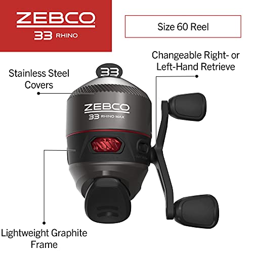 Zebco 33 Rhino Tough Spincast Reel and 2-Piece Fishing Rod Combo, Durable E-Glass Rod with ComfortGrip Handle, Quickset An...