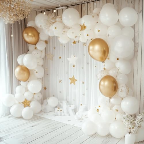 CVPARTYON White Balloons, 60 PCS White Balloons 12 inch Latex Balloon for Birthday Party Decoration, Wedding, Baby Shower,...